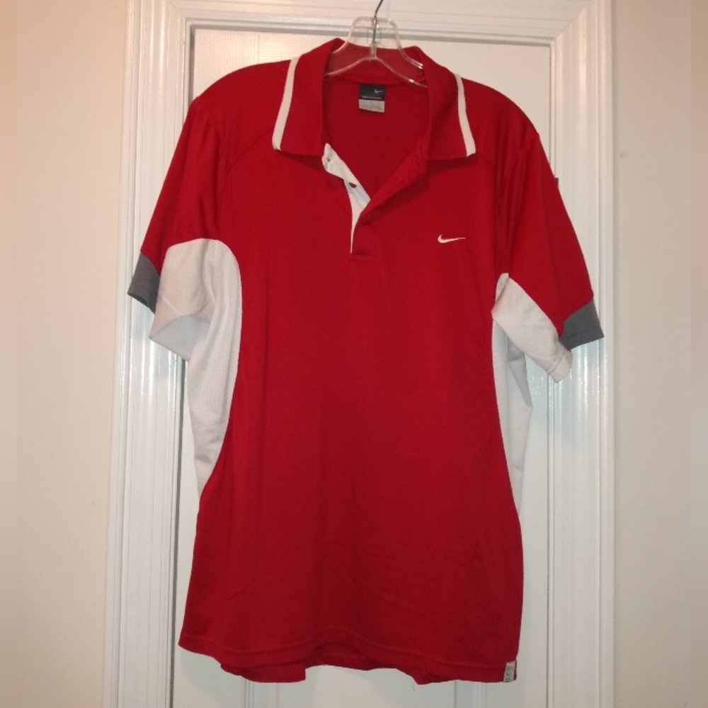 Nike Red white SPHERE Dry Men's polo shirt Size medium